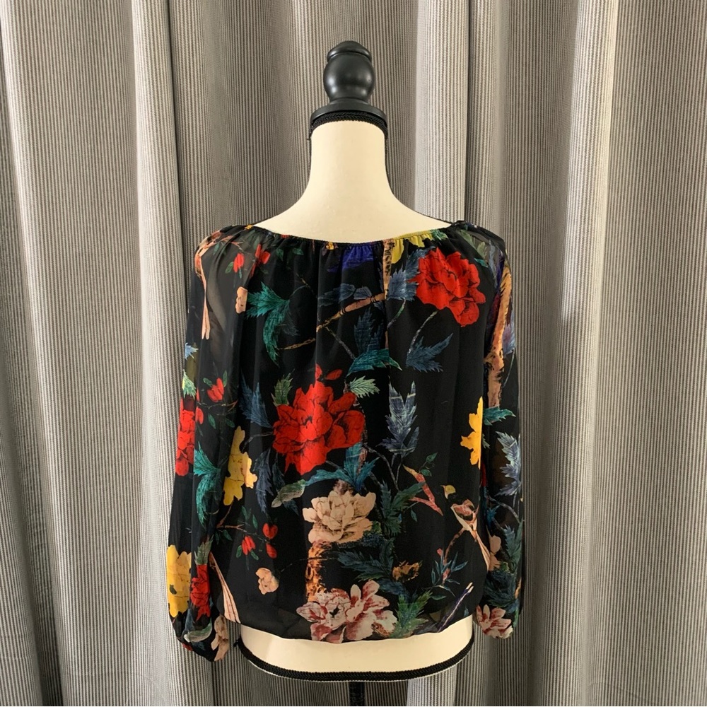 Alice + Olivia Black Floral Off-Shoulder Blouse - Picture 5 of 10